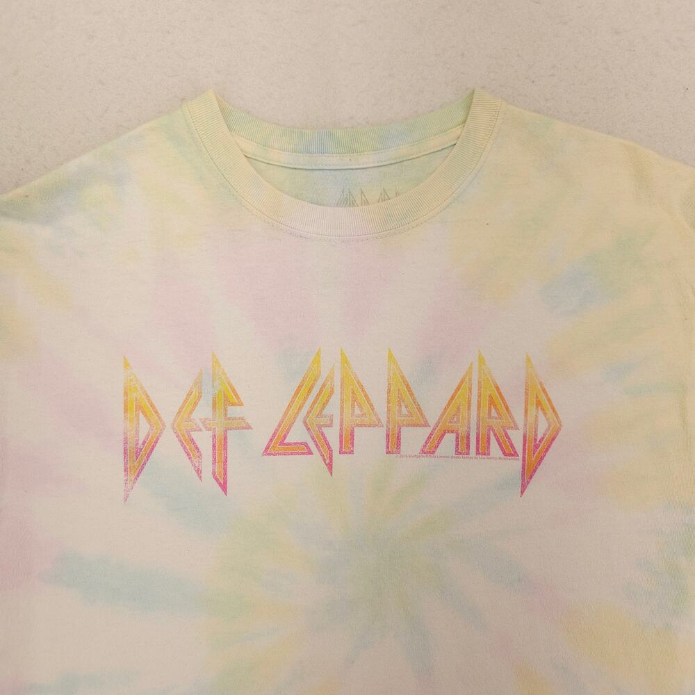 Def Leppard Band Graphic Short Sleeve Crew Neck Shirt Womens Size L Tie Dye